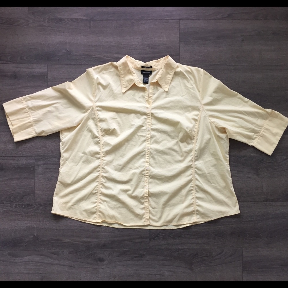 Avenue Button Down Yellow Shirt Plus Size 30/32